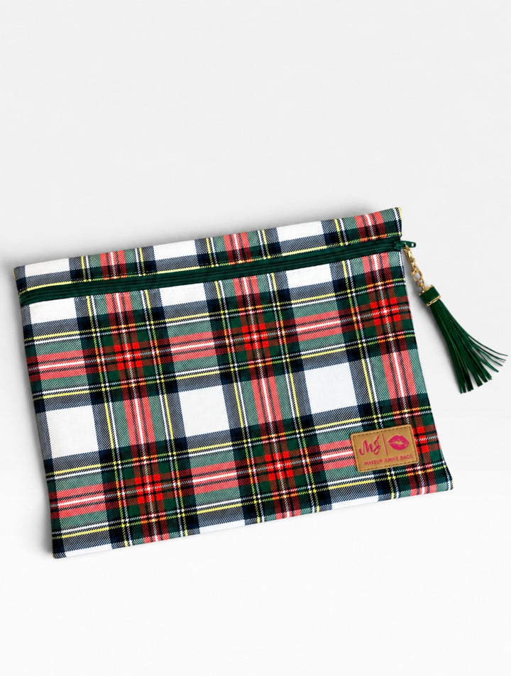 Naughty List White Plaid - Top Zip Jumbo by Makeup Junkie (Ready to Ship)