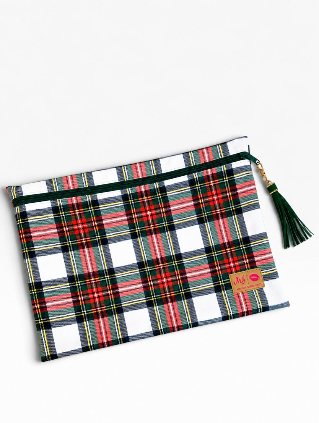 Naughty List White Plaid - Top Zip Large by Makeup Junkie (Ready to Ship)