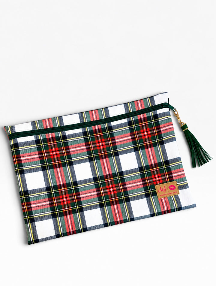 Naughty List White Plaid - Top Zip Large by Makeup Junkie (Ready to Ship)