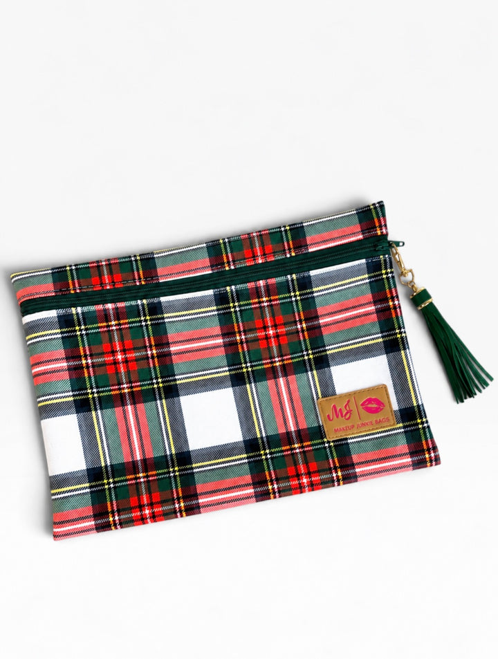Naughty List White Plaid - Top Zip Medium by Makeup Junkie (Ready to Ship)