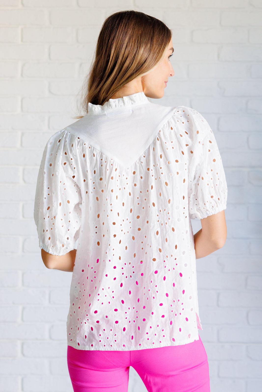 トップス NOT KNOWING Eyelet Lace Up Blouse I'll Let You Know Eyelet Lace Blouse – Prep Obsessed