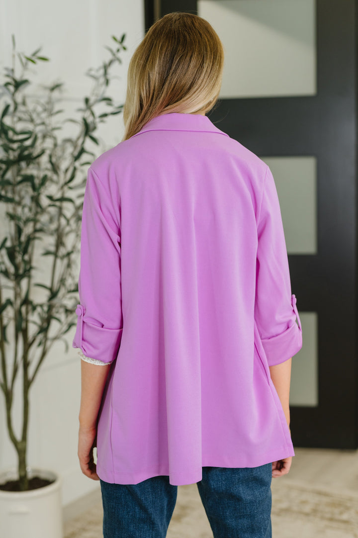 I'm Really That Gal Open Front Blazer in Orchid Glow - 3/2