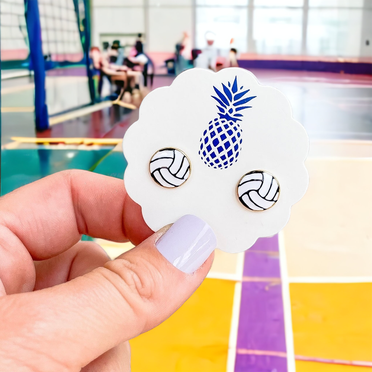Volleyball Signature Enamel Studs by Prep Obsessed