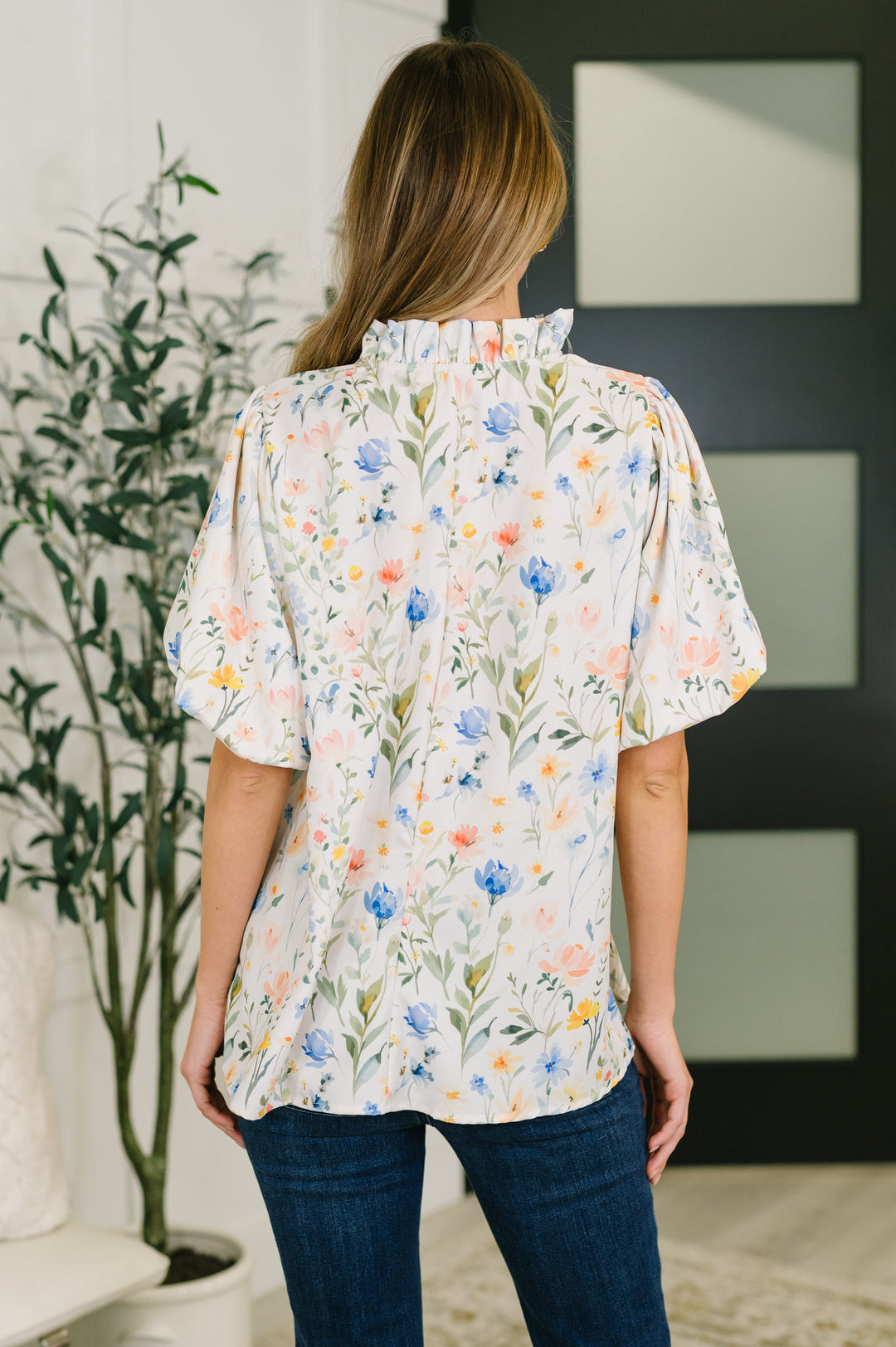 In All This Time Notch Neck Floral Blouse - 7/16