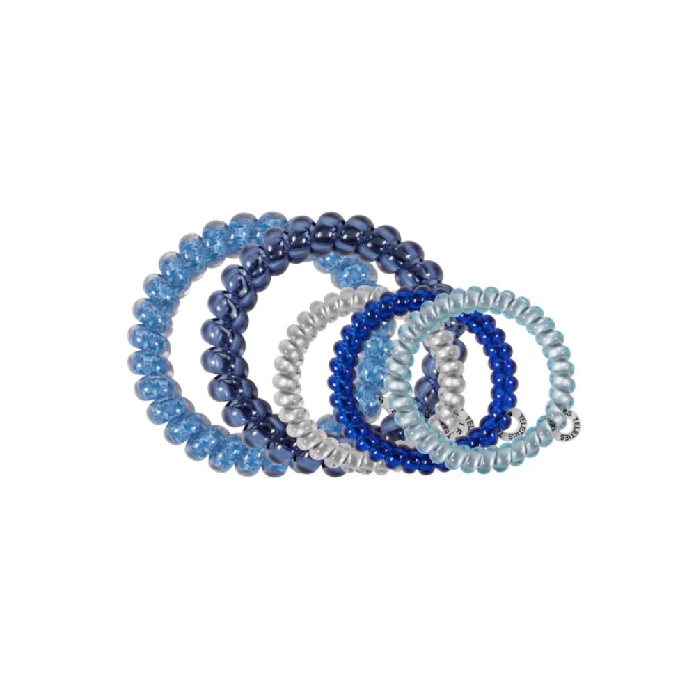 Teleties Hair Tie - Large and Small Band Pack of 5 - Indigo Magic (Ships in 1-2 Weeks)