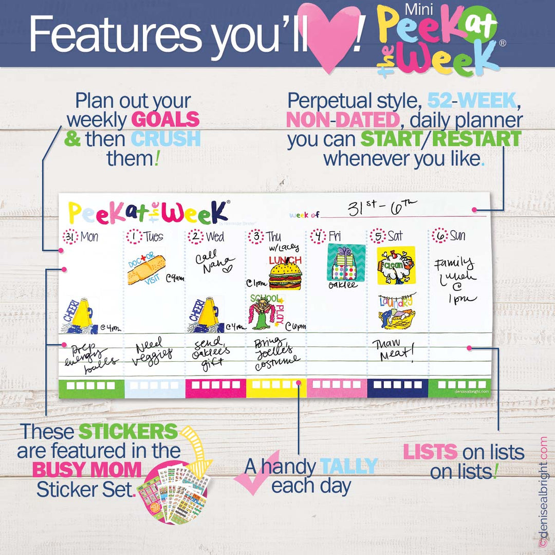MINI Peek at the Week® Planner Pad | All Bright & Cheery by Denise Albright