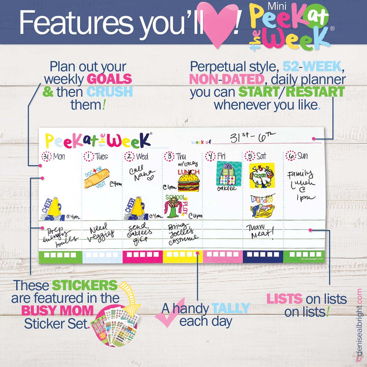 MINI Peek at the Week® Planner Pad | All Bright & Cheery by Denise Albright