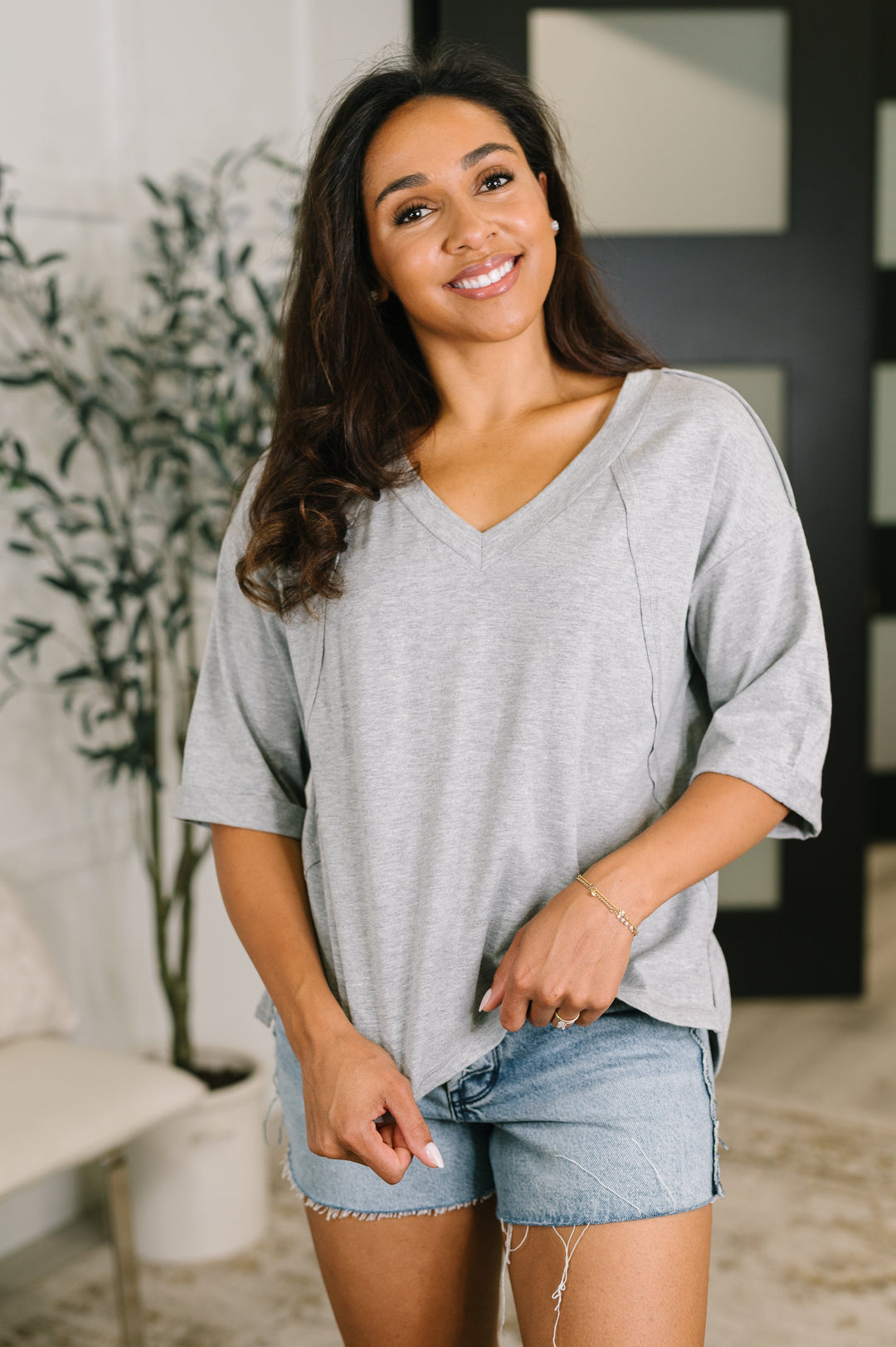 It's All You Oversized Tunic Top in Grey - 7/21