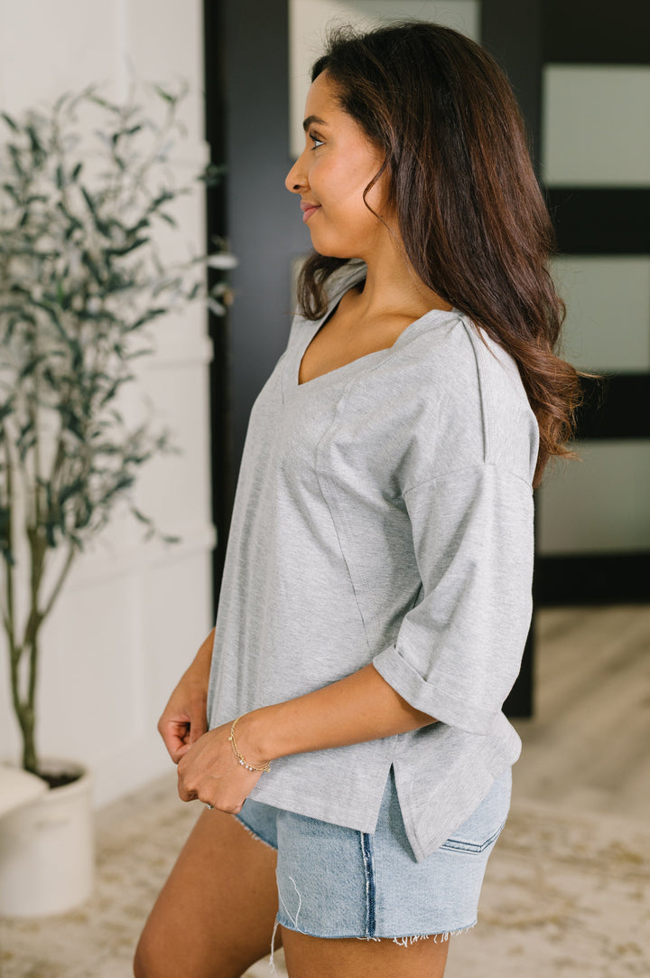 It's All You Oversized Tunic Top in Grey - 7/21