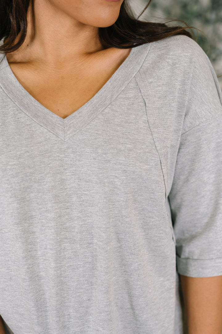It's All You Oversized Tunic Top in Grey - 7/21