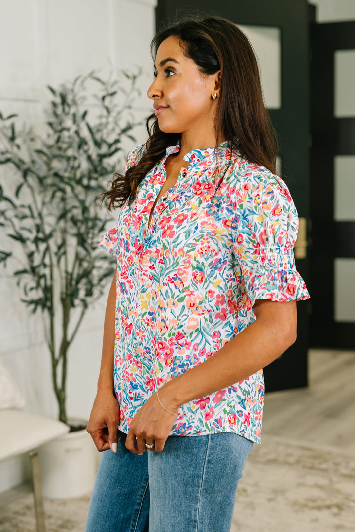 It's Been a Day Split Neck Blouse - 6/23