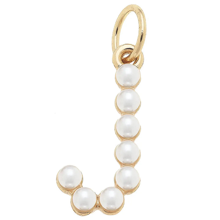 Pearl-Studded Letter Charm in Ivory By Canvas