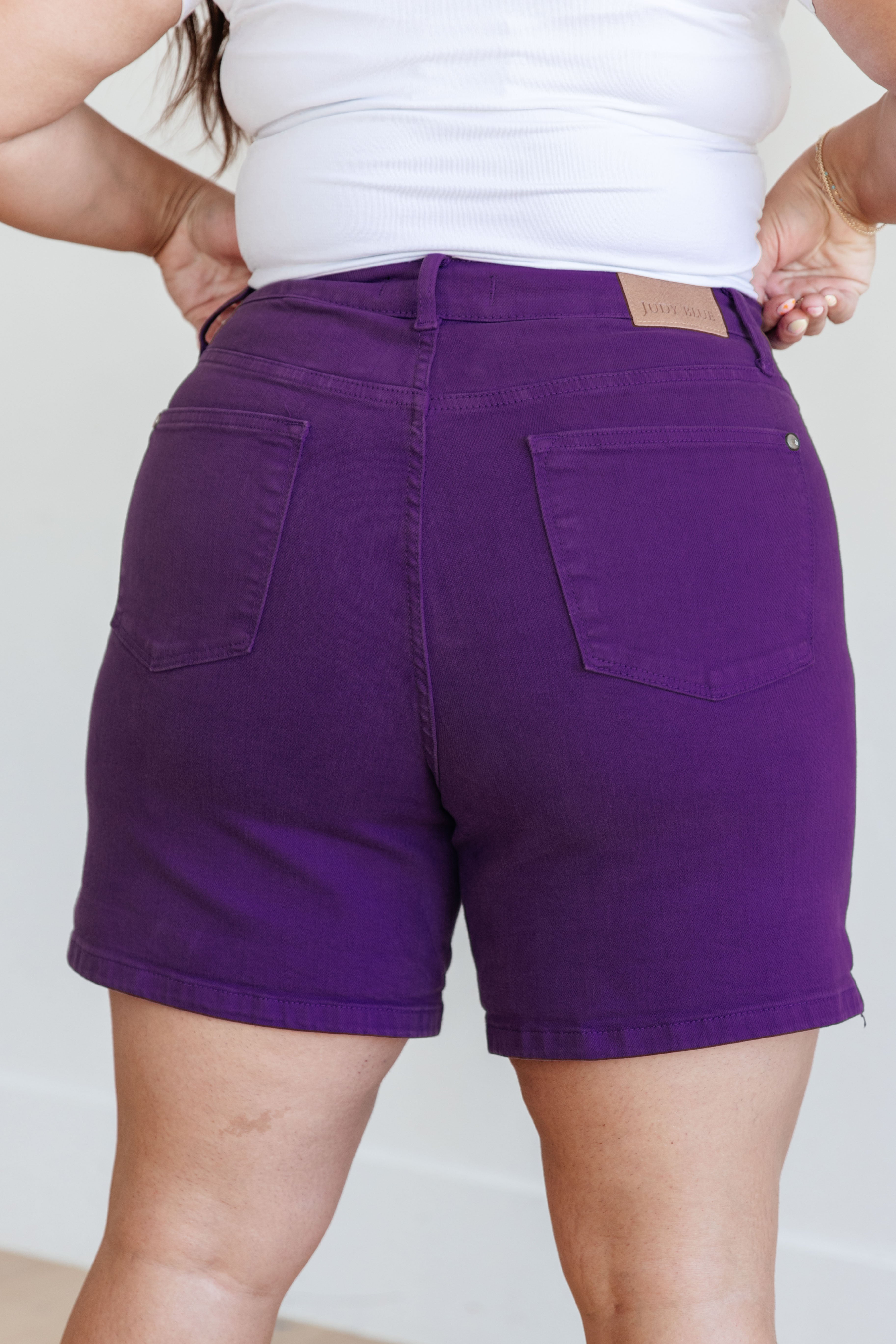 Jenna High Rise Control Top Cuffed Shorts by Judy Blue in Purple