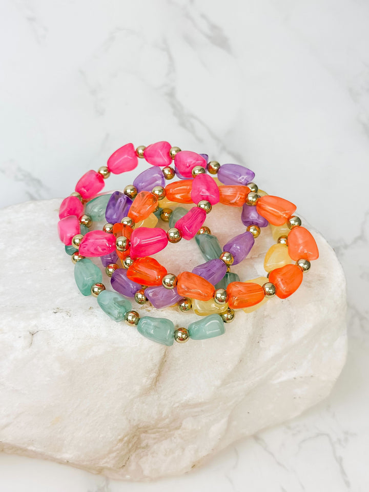Chunky Bright Jewel Stack Beaded Bracelet