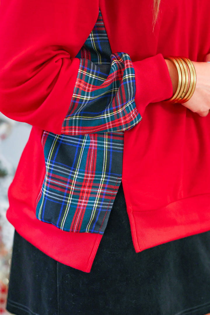 Juniper Pullover- Red/Black Plaid by Jess Lea (PREORDER: Ships in October)