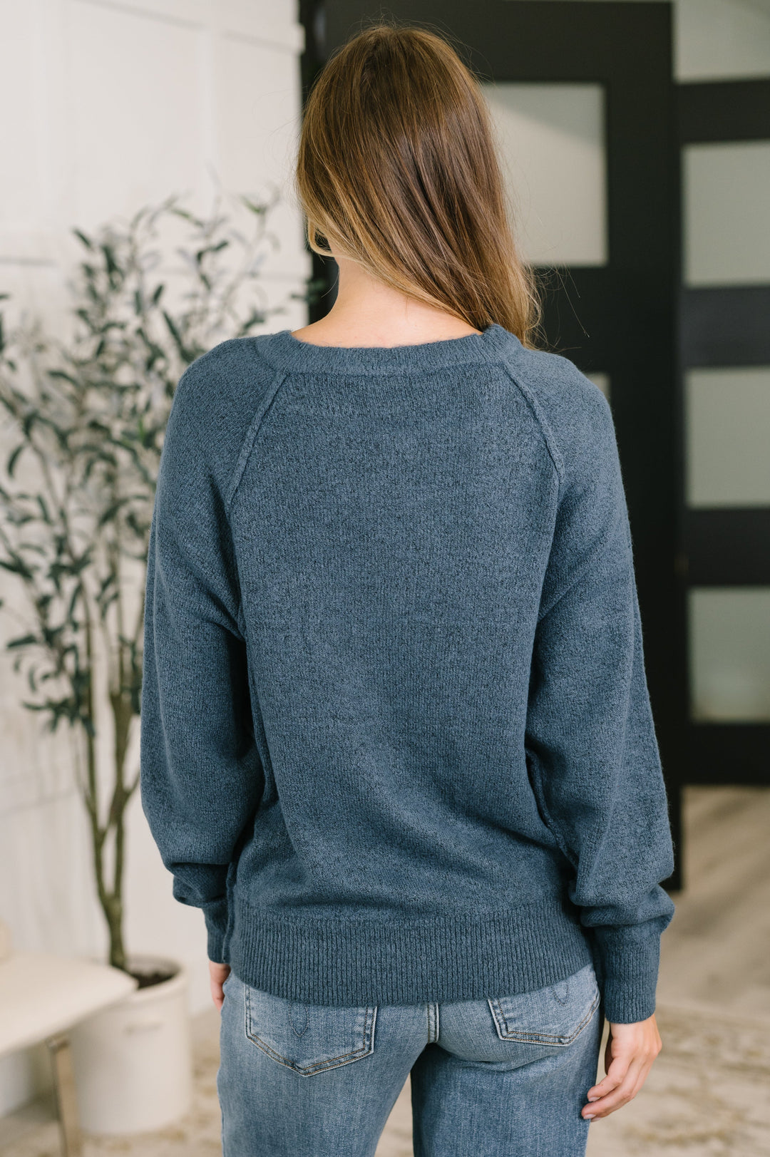 Just For Me Henley Brushed Pullover in Dusty Blue - 8/12