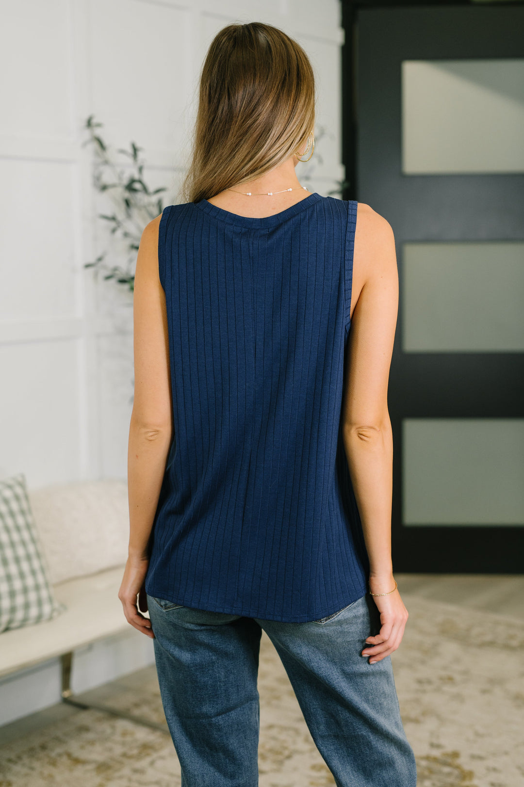 Just Give In Ribbed Knit Tank in Navy - 6/1