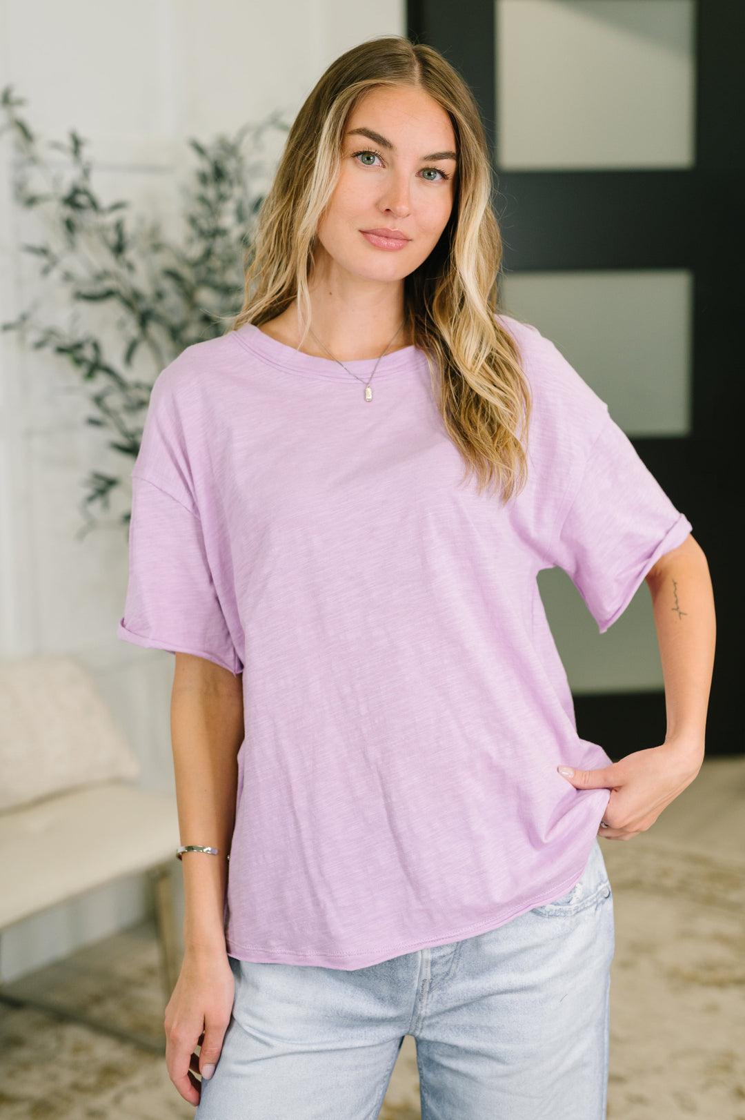 Just Like That Relaxed Heather Tee in Lilac - 5/19