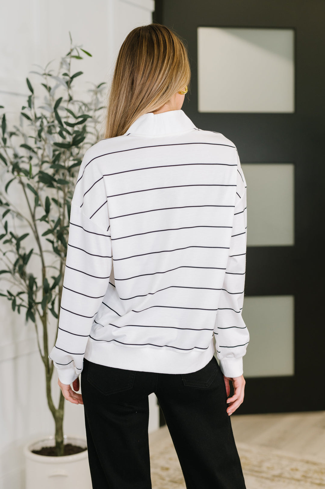Just My Stripe Zipper Top