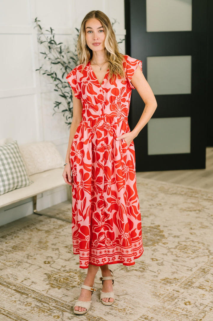 Just Yesterday Front Button Down Dress - 5/19
