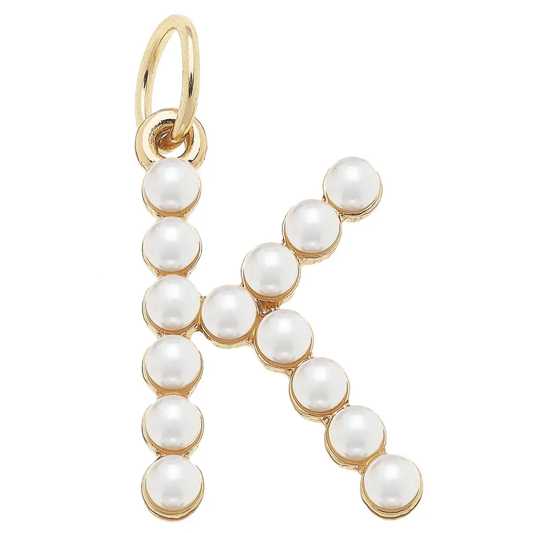 Pearl-Studded Letter Charm in Ivory By Canvas