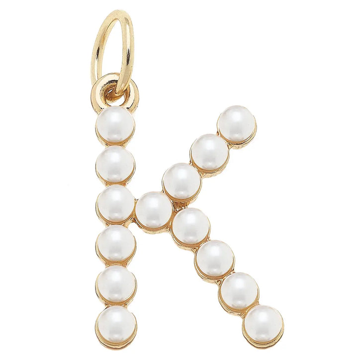 Pearl-Studded Letter Charm in Ivory By Canvas