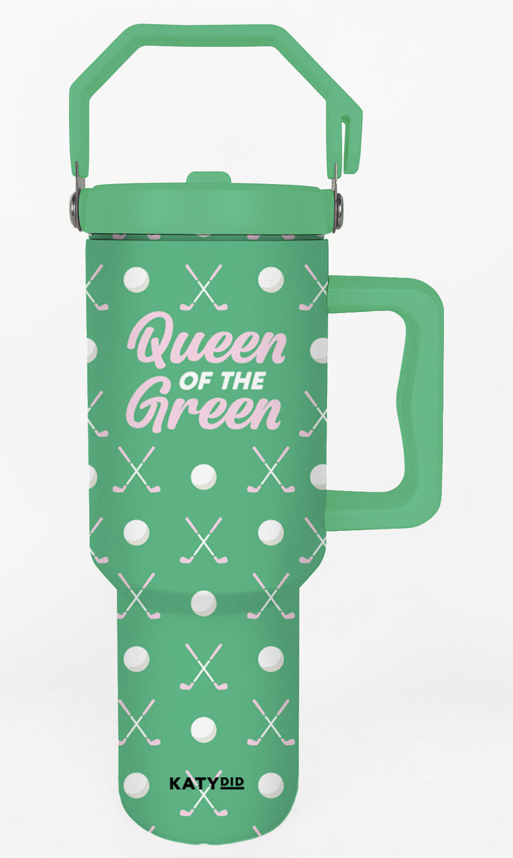 Queen of the Green Golf 38 Oz Tumbler with Lid Handle  By Katydid