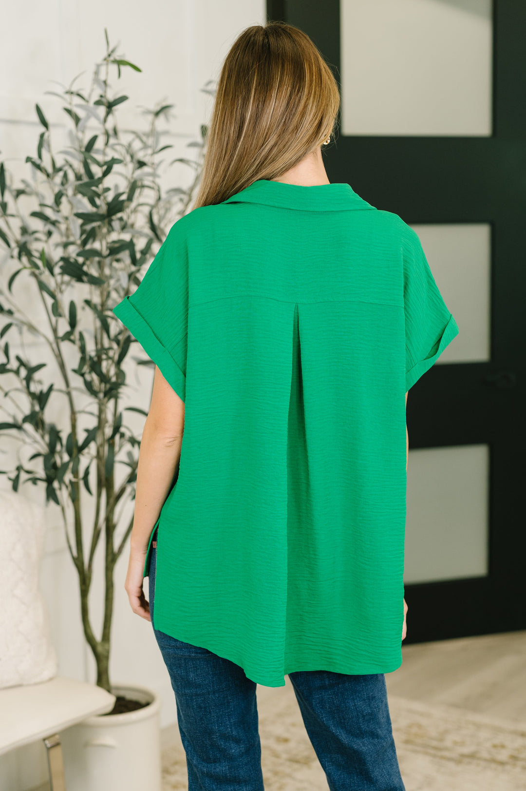 Keep Up Collared Button Down in Green - 7/6