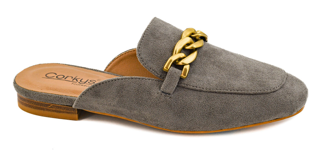 Keepsake Mules - Grey Faux Suede by Corkys