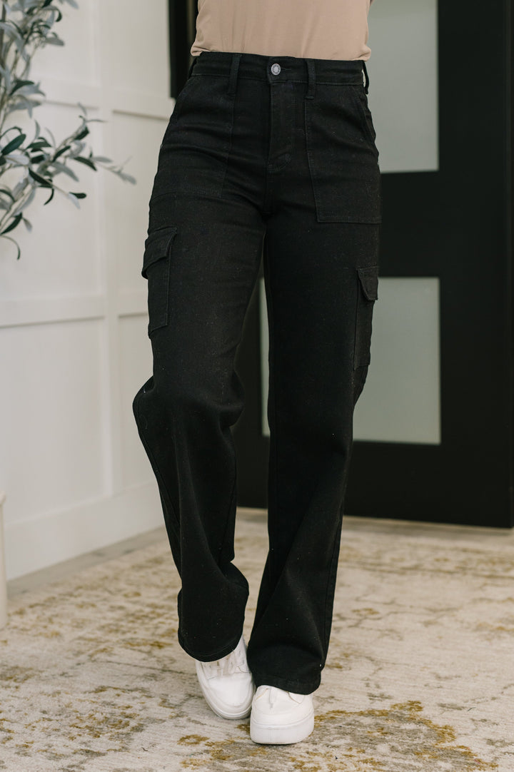 Keira High Waist Cargo Wide in Black