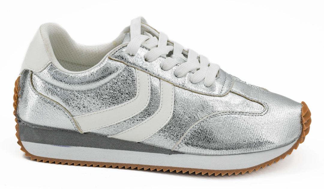 SHOE PARTY! Kickoff Silver Crinkle Metallic by Corkys (Ships in 2-3 Weeks)