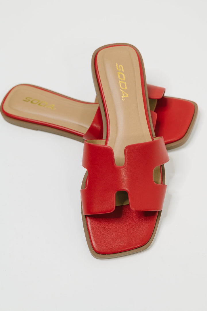 Knit Square Toe Slip on Sandal in Red - 8/7