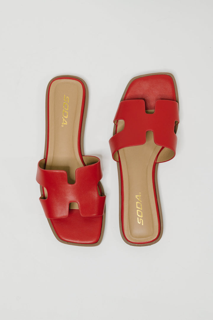 Knit Square Toe Slip on Sandal in Red - 8/7