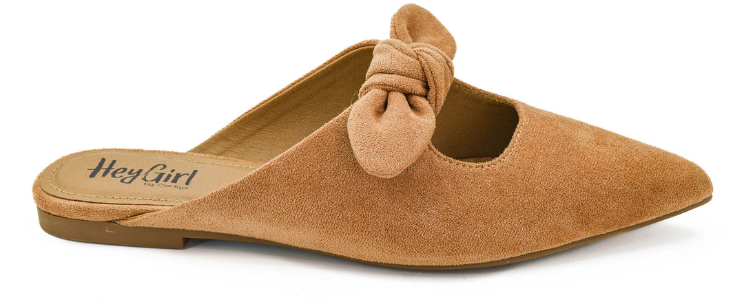 Knotty But Nice Mules - Camel Faux Suede by Corkys