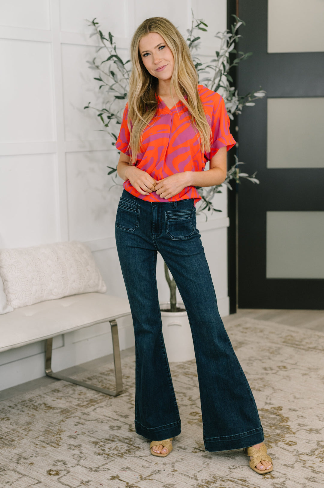 Know Me At All Abstract Split Neck Blouse - 3/31