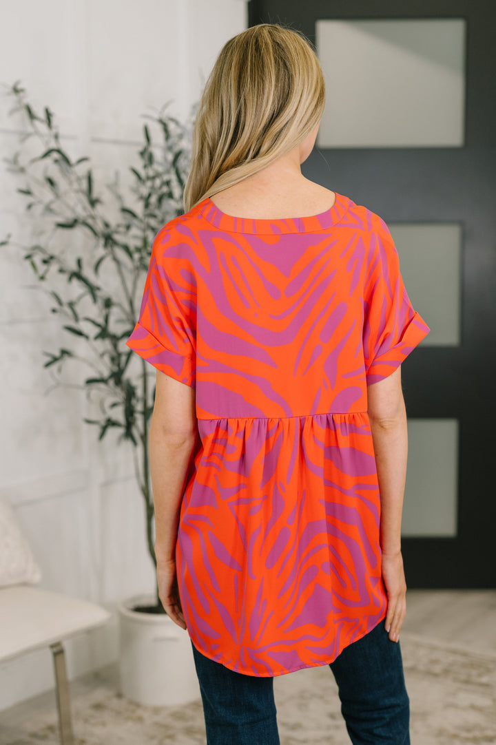 Know Me At All Abstract Split Neck Blouse - 3/31