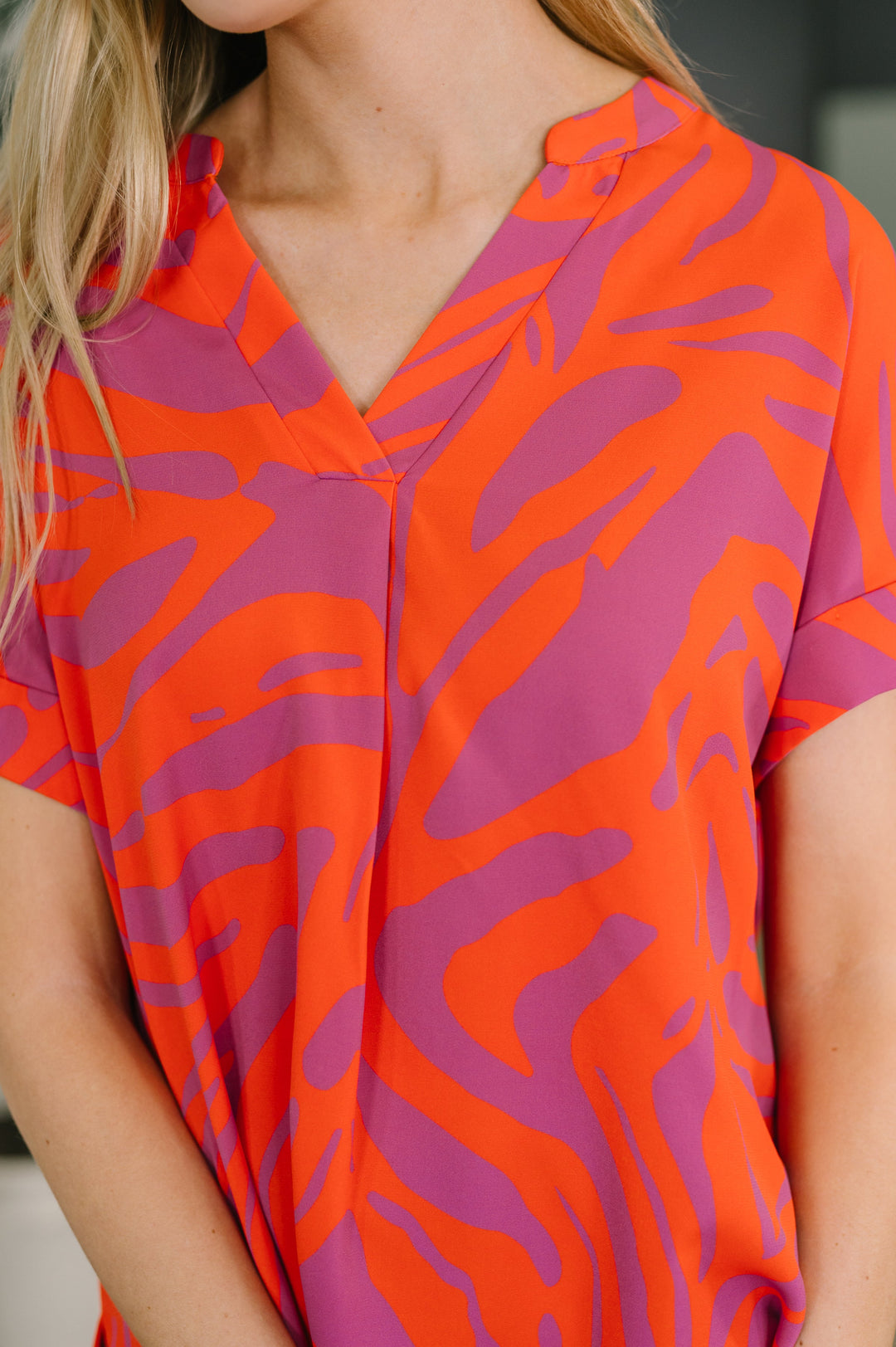 Know Me At All Abstract Split Neck Blouse - 3/31