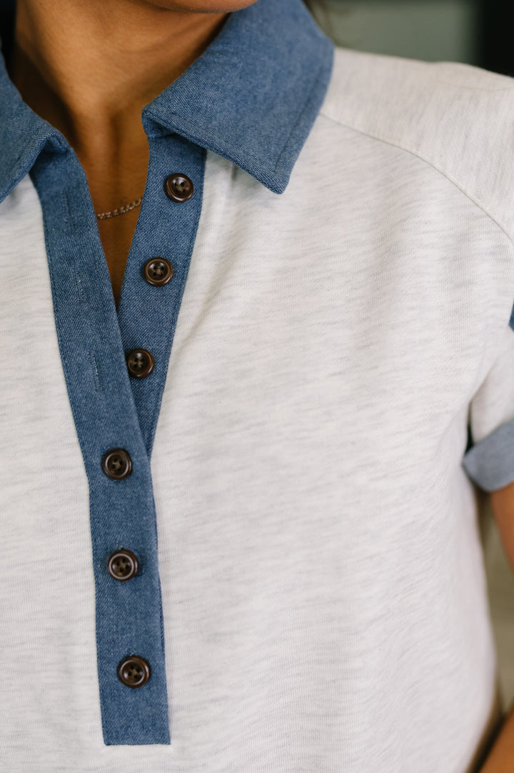 Knowing Me Collared Henley Top - 5/29