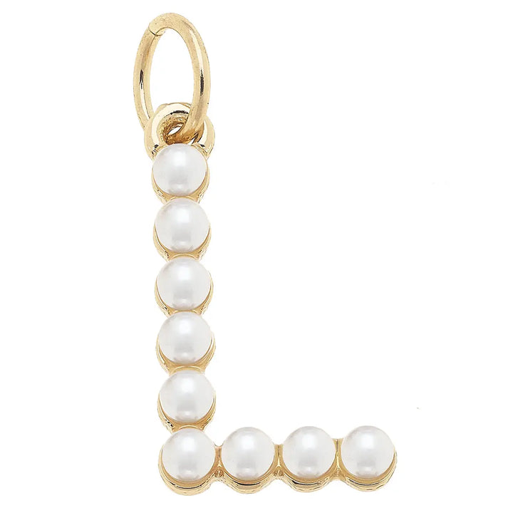 Pearl-Studded Letter Charm in Ivory By Canvas