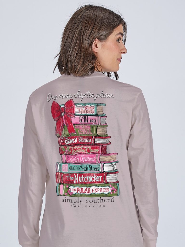 'One More Chapter Please' Christmas Books Long Sleeve Tee by Simply Southern