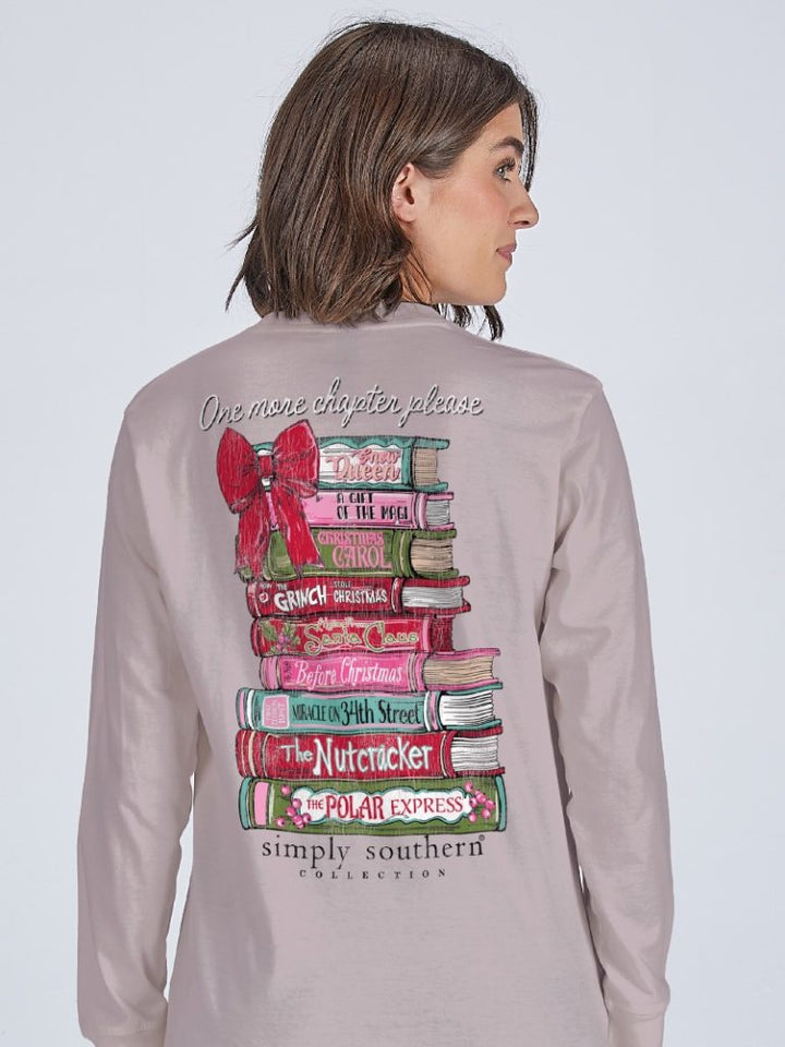 'One More Chapter Please' Christmas Books Long Sleeve Tee by Simply Southern
