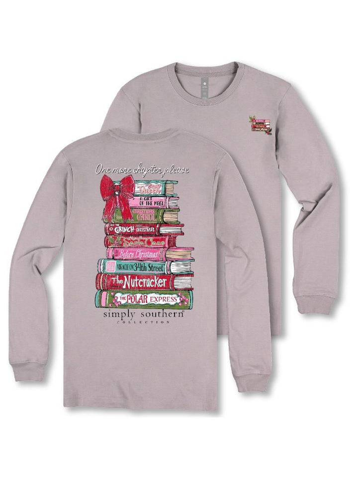 'One More Chapter Please' Christmas Books Long Sleeve Tee by Simply Southern