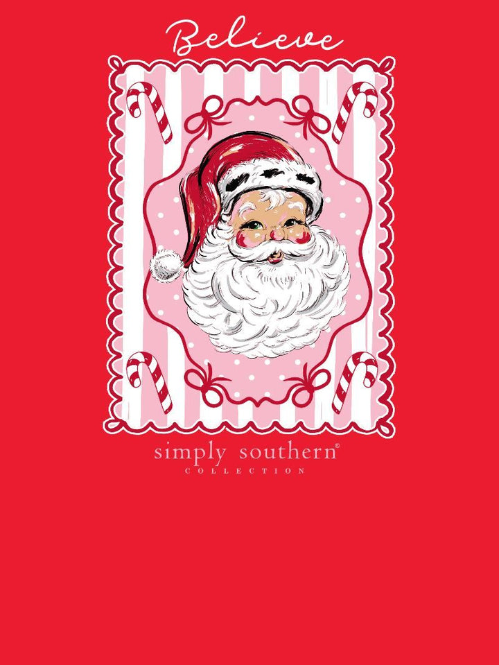 *JUNE MARKET: Believe Candy Cany Santa Long Sleeve Tee by Simply Southern (Ships Late September)