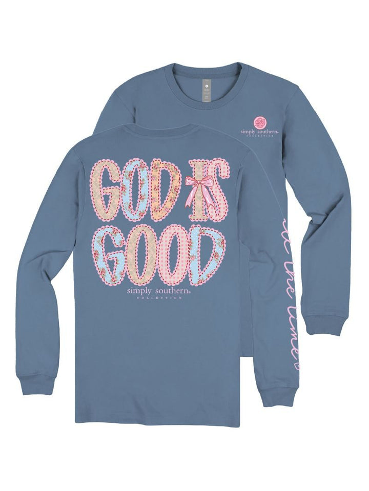 *JUNE MARKET: God Is Good Long Sleeve Tee by Simply Southern (Ships Late August)