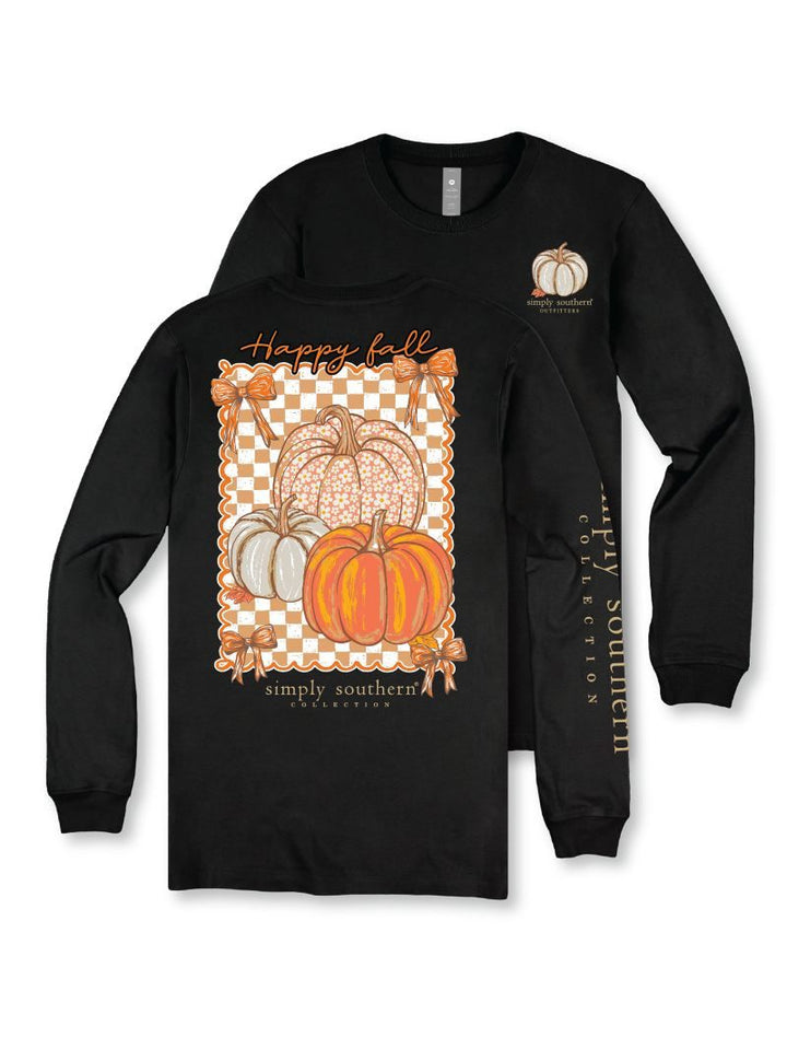 JUNE MARKET: Happy Fall Long Sleeve - Black by Simply Southern (Ships Late August)