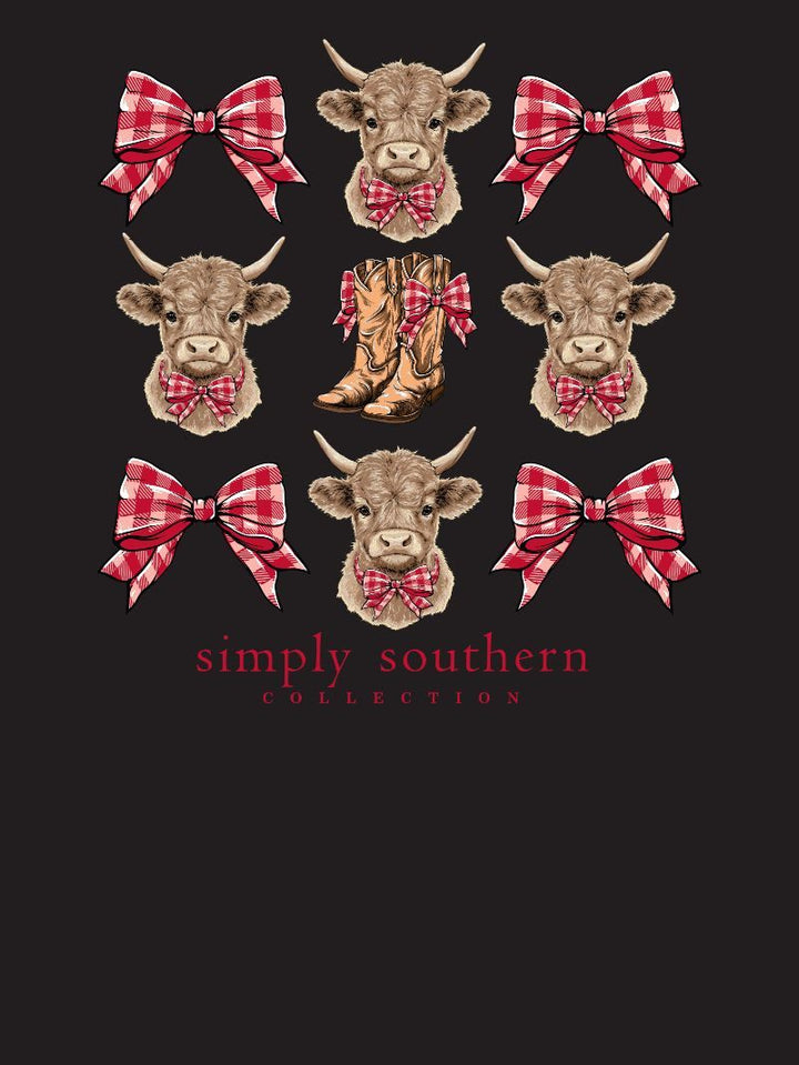JUNE MARKET: Highland Cow Long Sleeve - Black by Simply Southern (Ships Late August)