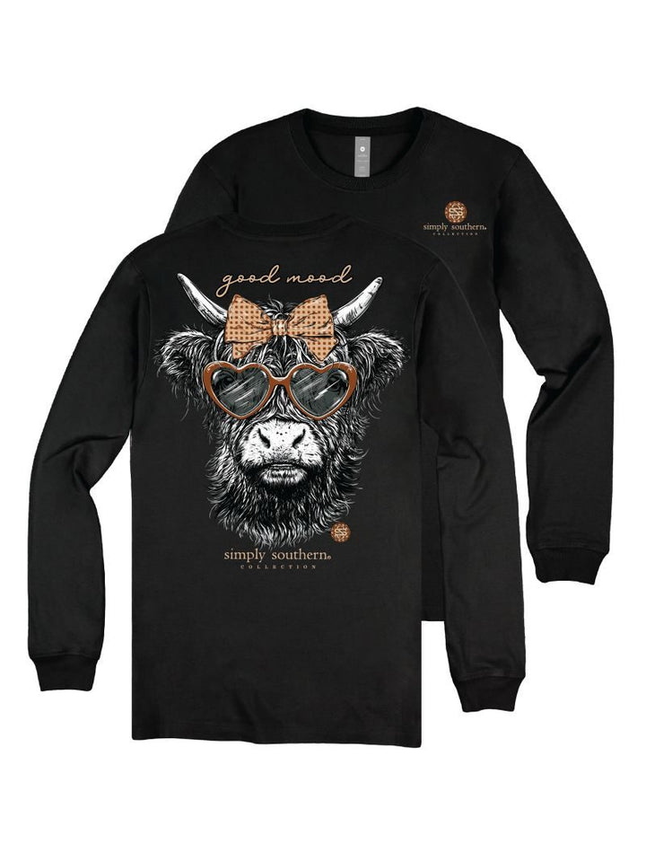 JUNE MARKET: Good Mood Long Sleeve - Black by Simply Southern (Ships Late August)