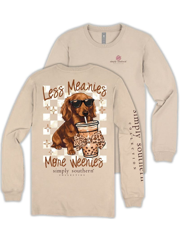 Less Meanies More Weenies Dachshund Coffee Long Sleeve Tee by Simply Southern