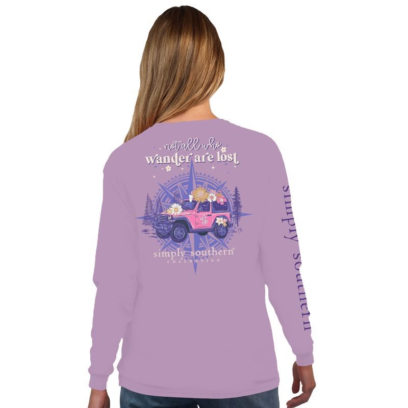 'Not All Who Wander' Lilac Long Sleeve Tee by Simply Southern