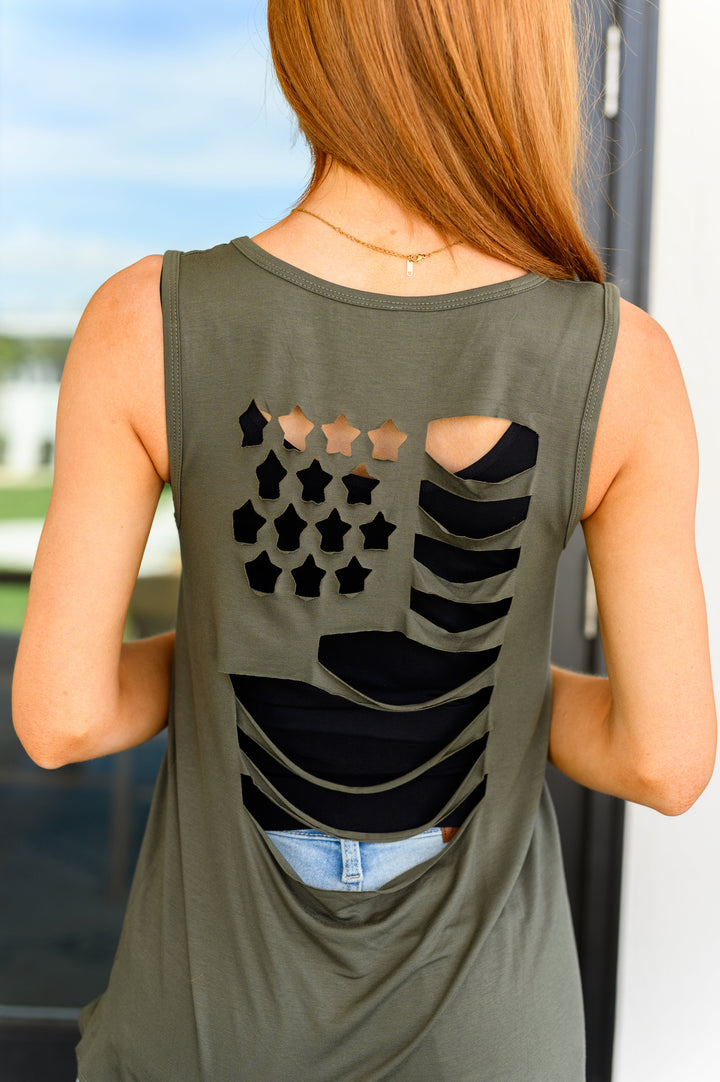 Land of the Free Tank in Olive - 5/4